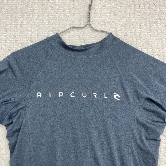 Rip Curl Dawn Patrol Rash Guard Men Sz M Blue Short Sleeve Surf Shirt UPF 50+ - Picture 2 of 12